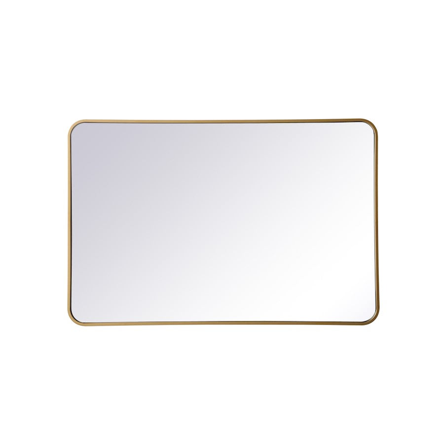 Elegant Decor Evermore Soft Corner Rectangular Mirror 28X42", Brass