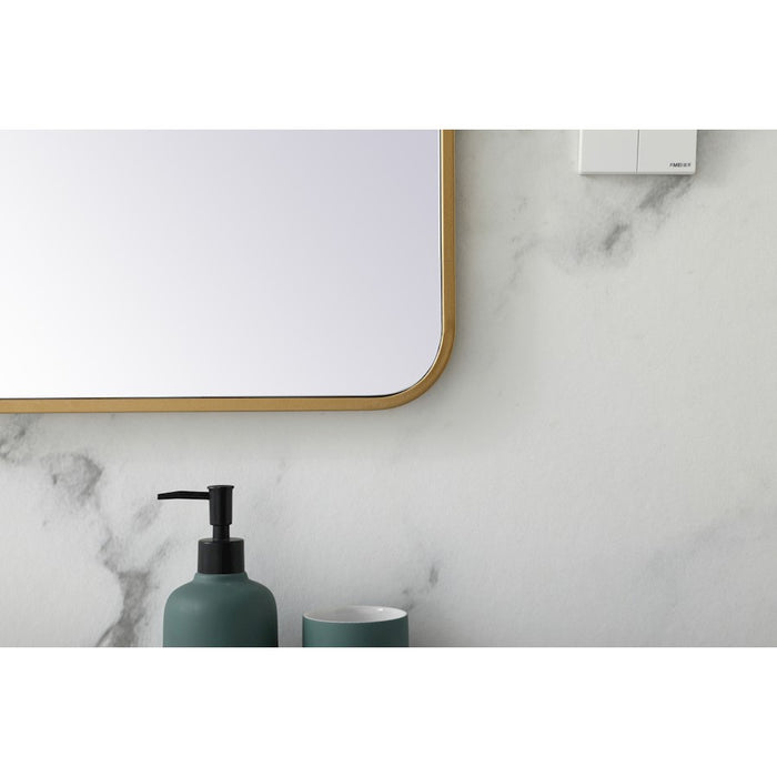 Elegant Decor Evermore Soft Corner Rectangular Mirror 28X42", Brass
