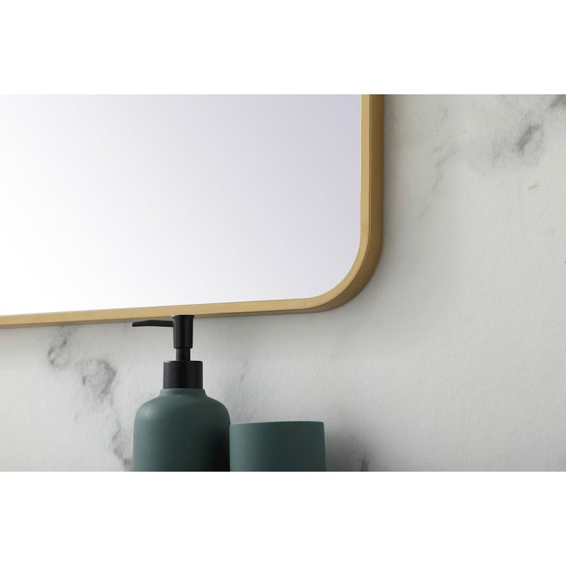 Elegant Decor Evermore Soft Corner Rectangular Mirror 28X42", Brass