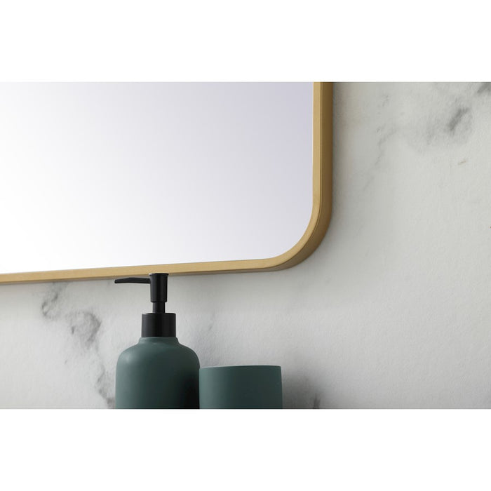 Elegant Decor Evermore Soft Corner Rectangular Mirror 28X42", Brass