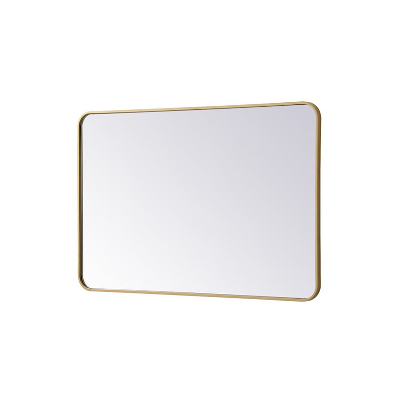 Elegant Decor Evermore Soft Corner Rectangular Mirror 28X42", Brass