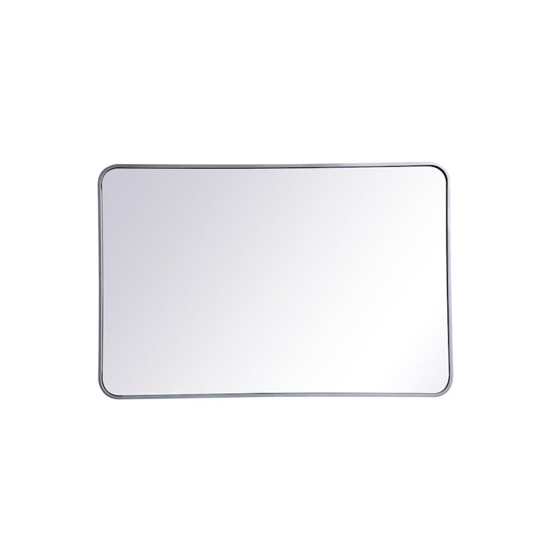 Elegant Decor Evermore Soft Corner Rectangular Mirror 28X42", Silver