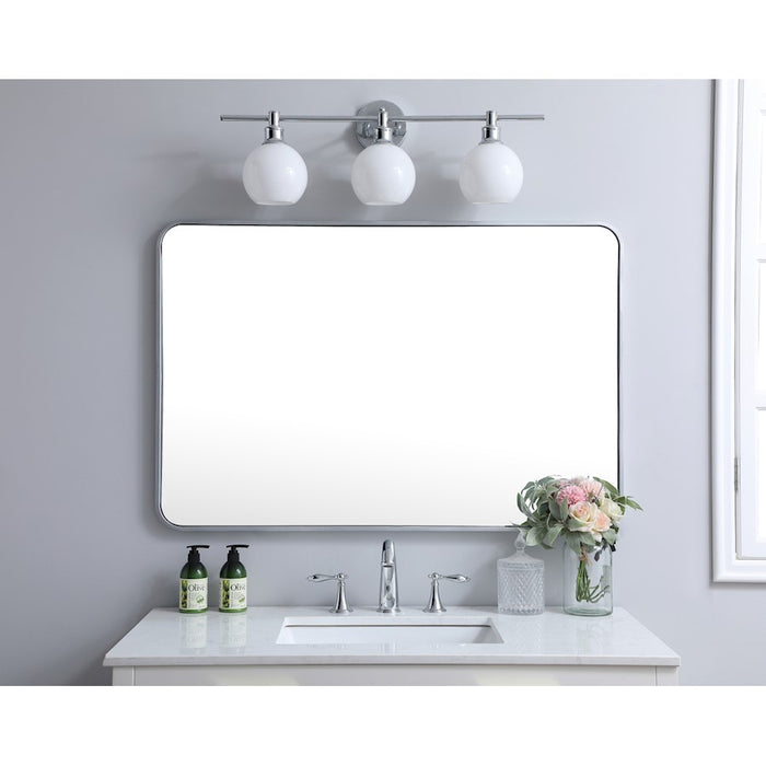 Elegant Decor Evermore Soft Corner Rectangular Mirror 28X42", Silver