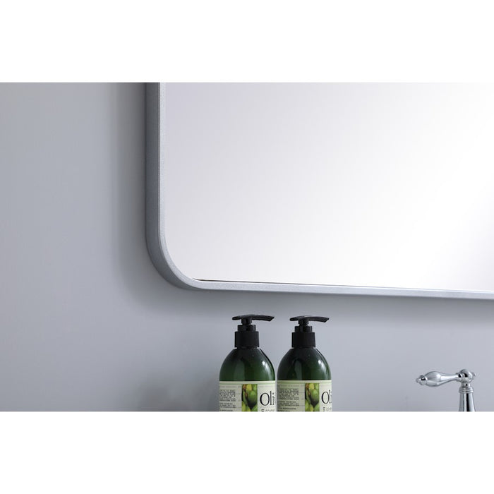 Elegant Decor Evermore Soft Corner Rectangular Mirror 28X42", Silver