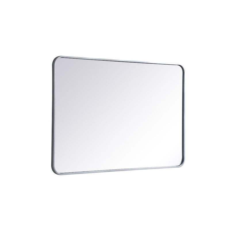 Elegant Decor Evermore Soft Corner Rectangular Mirror 28X42", Silver