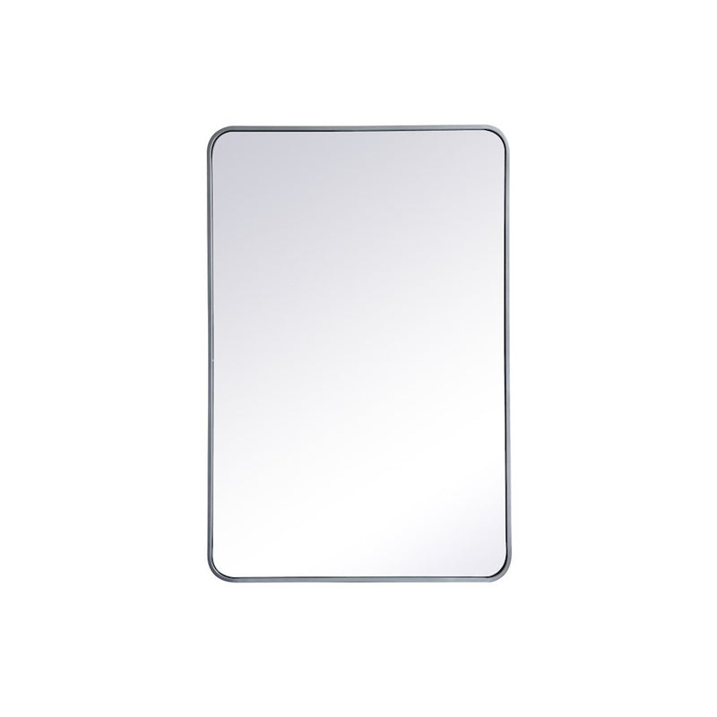 Elegant Decor Evermore Soft Corner Rectangular Mirror 28X42", Silver