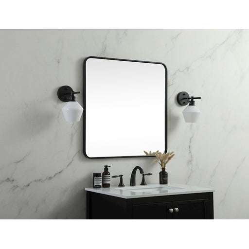 Elegant Decor Evermore Soft Corner Square Mirror 30X30", Black