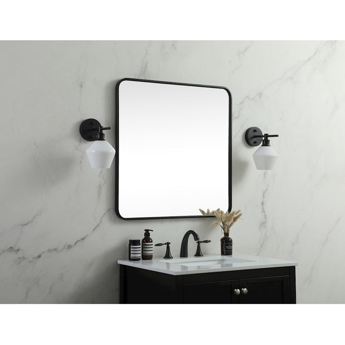 Elegant Decor Evermore Soft Corner Square Mirror 30X30", Black