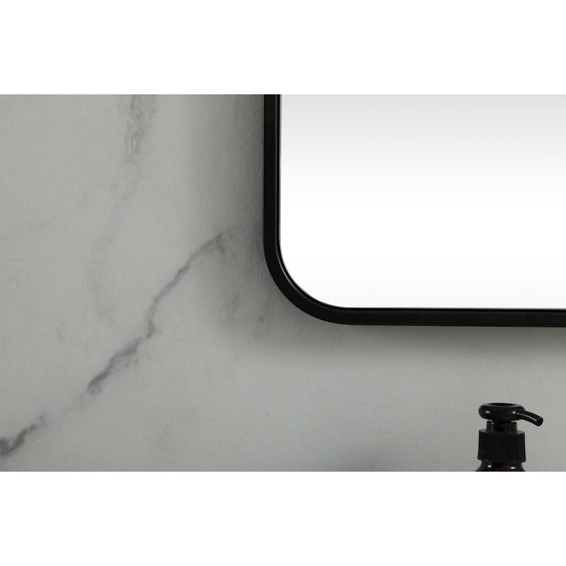 Elegant Decor Evermore Soft Corner Square Mirror 30X30", Black