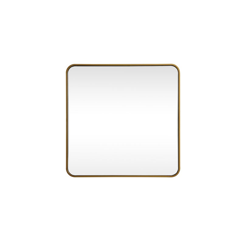 Elegant Decor Evermore Soft Corner Square Mirror 30X30", Brass