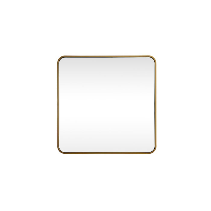 Elegant Decor Evermore Soft Corner Square Mirror 30X30", Brass
