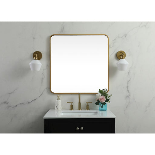 Elegant Decor Evermore Soft Corner Square Mirror 30X30", Brass