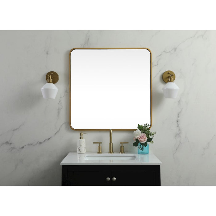 Elegant Decor Evermore Soft Corner Square Mirror 30X30", Brass