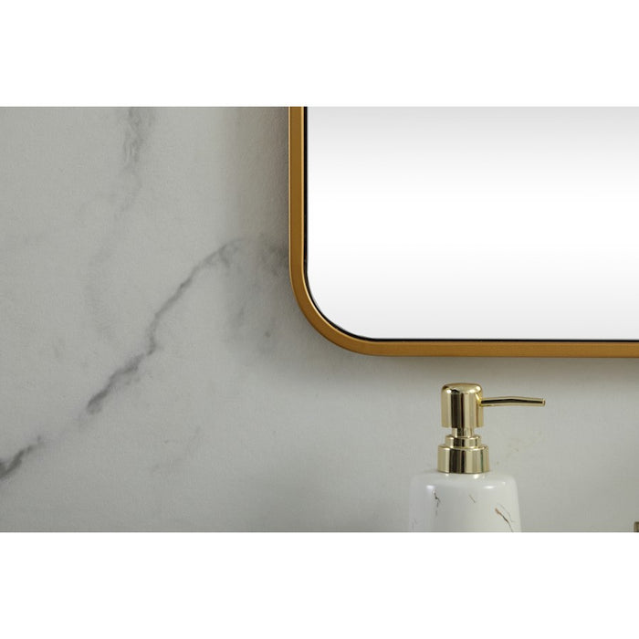 Elegant Decor Evermore Soft Corner Square Mirror 30X30", Brass