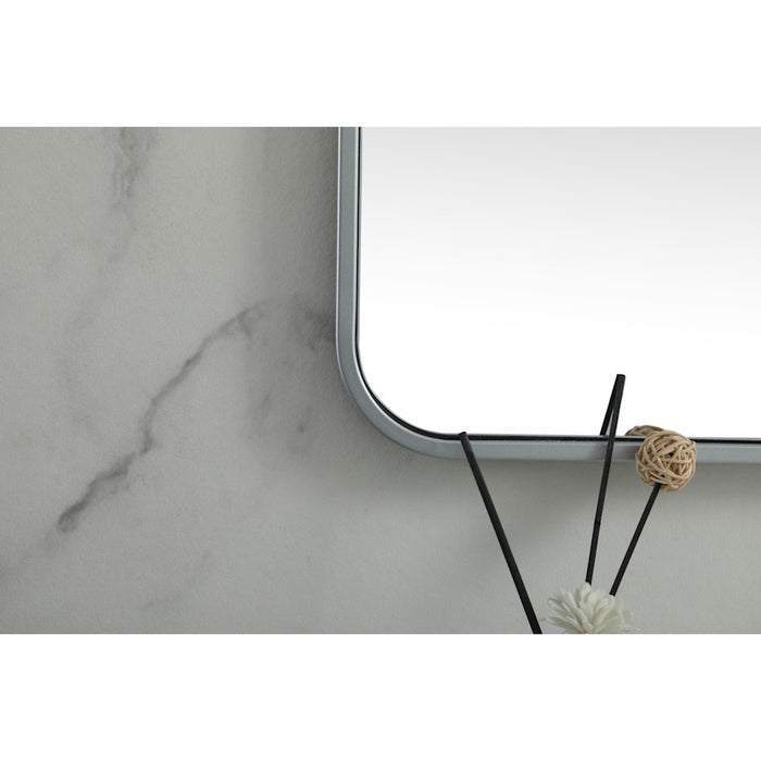 Elegant Decor Evermore Soft Corner Square Mirror 30X30", Silver