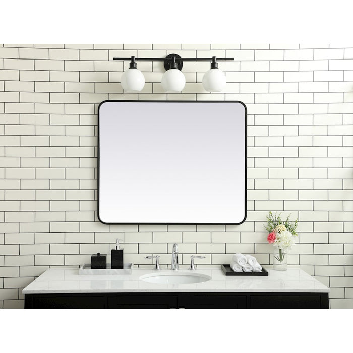 Elegant Decor Evermore Soft Corner Rectangular Mirror 30X36", Black