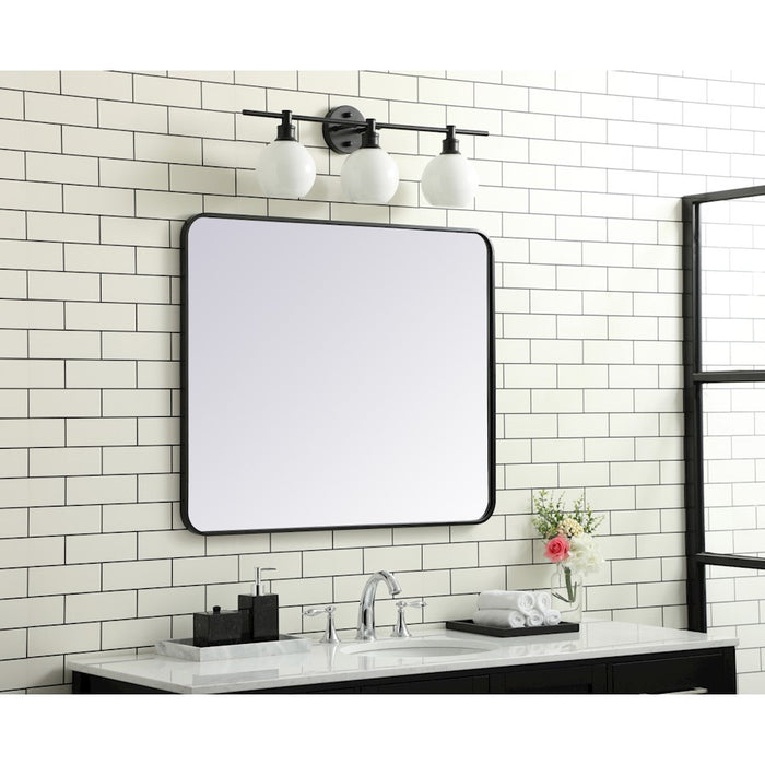 Elegant Decor Evermore Soft Corner Rectangular Mirror 30X36", Black