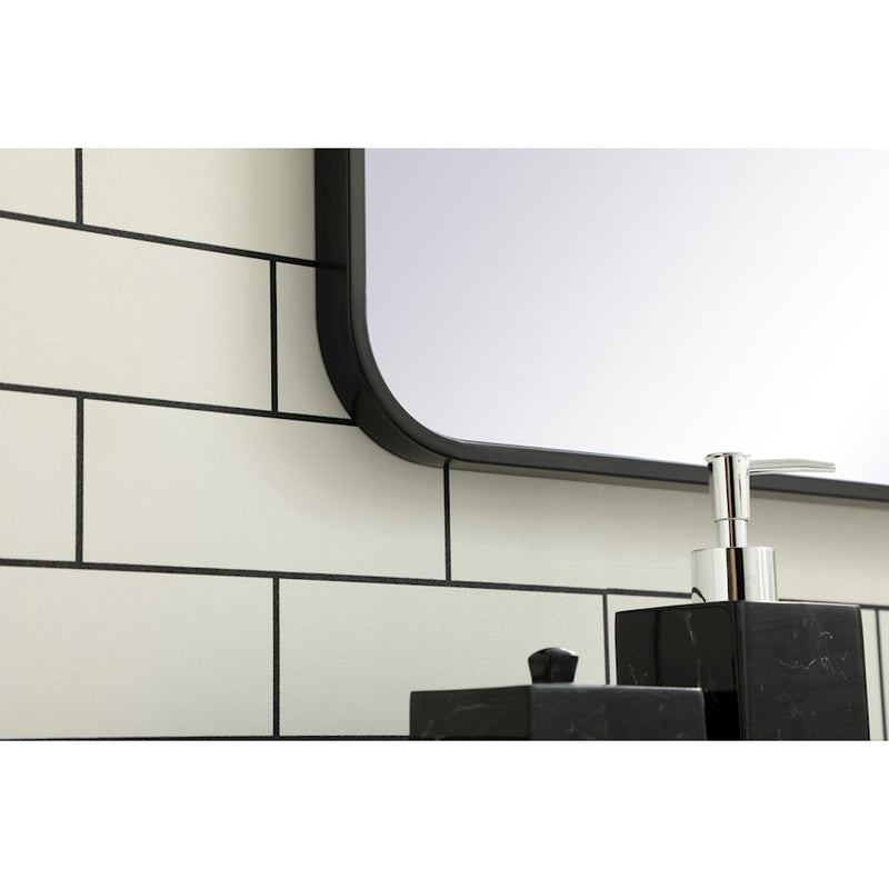 Elegant Decor Evermore Soft Corner Rectangular Mirror 30X36", Black