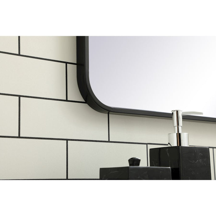 Elegant Decor Evermore Soft Corner Rectangular Mirror 30X36", Black