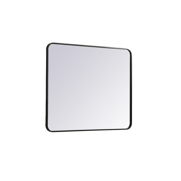 Elegant Decor Evermore Soft Corner Rectangular Mirror 30X36", Black
