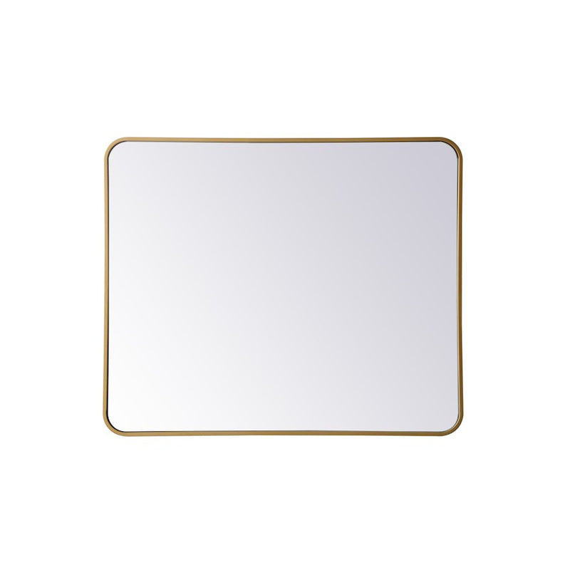 Elegant Decor Evermore Soft Corner Rectangular Mirror 30X36", Brass
