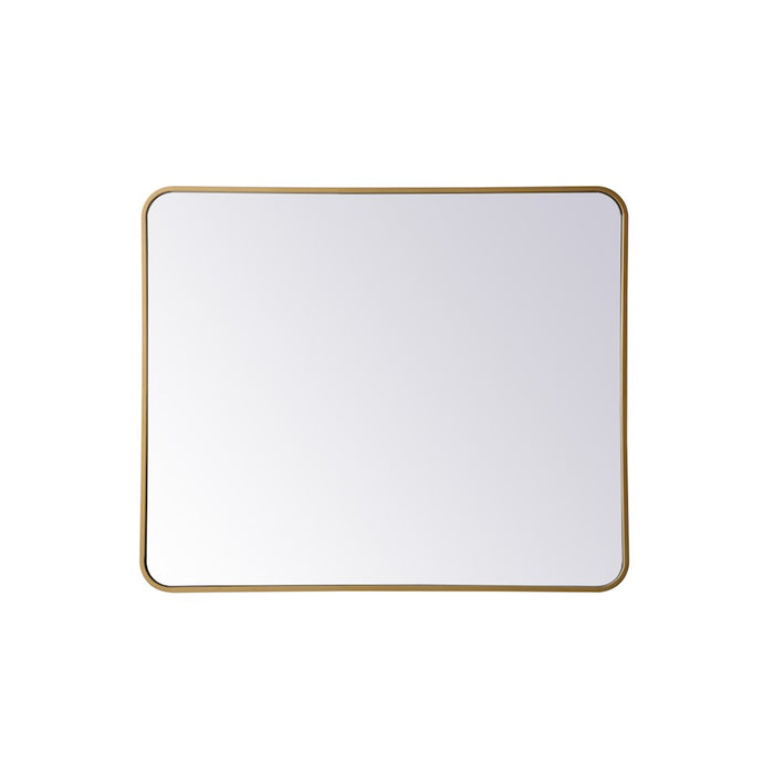 Elegant Decor Evermore Soft Corner Rectangular Mirror 30X36", Brass