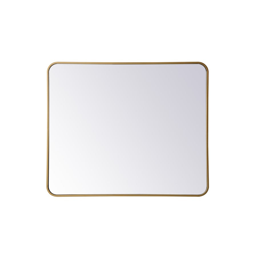 Elegant Decor Evermore Soft Corner Rectangular Mirror 30X36", Brass