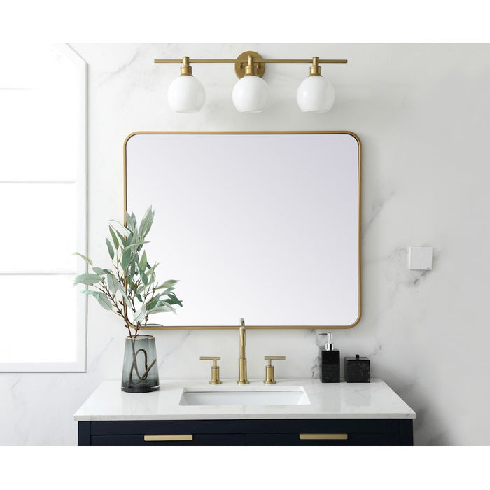 Elegant Decor Evermore Soft Corner Rectangular Mirror 30X36", Brass