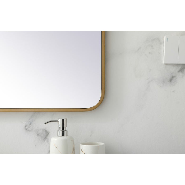 Elegant Decor Evermore Soft Corner Rectangular Mirror 30X36", Brass