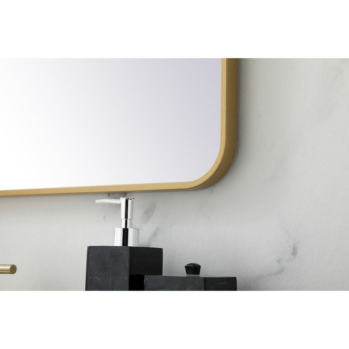 Elegant Decor Evermore Soft Corner Rectangular Mirror 30X36", Brass