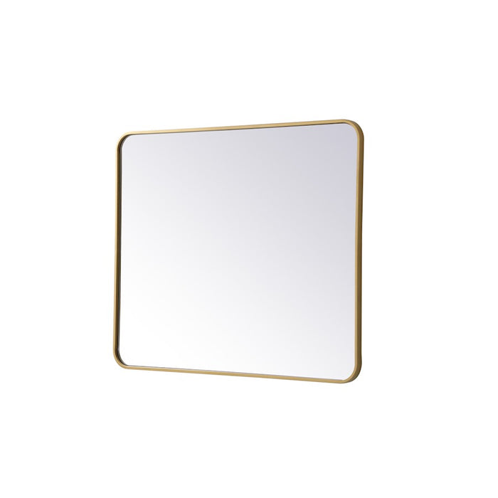 Elegant Decor Evermore Soft Corner Rectangular Mirror 30X36", Brass