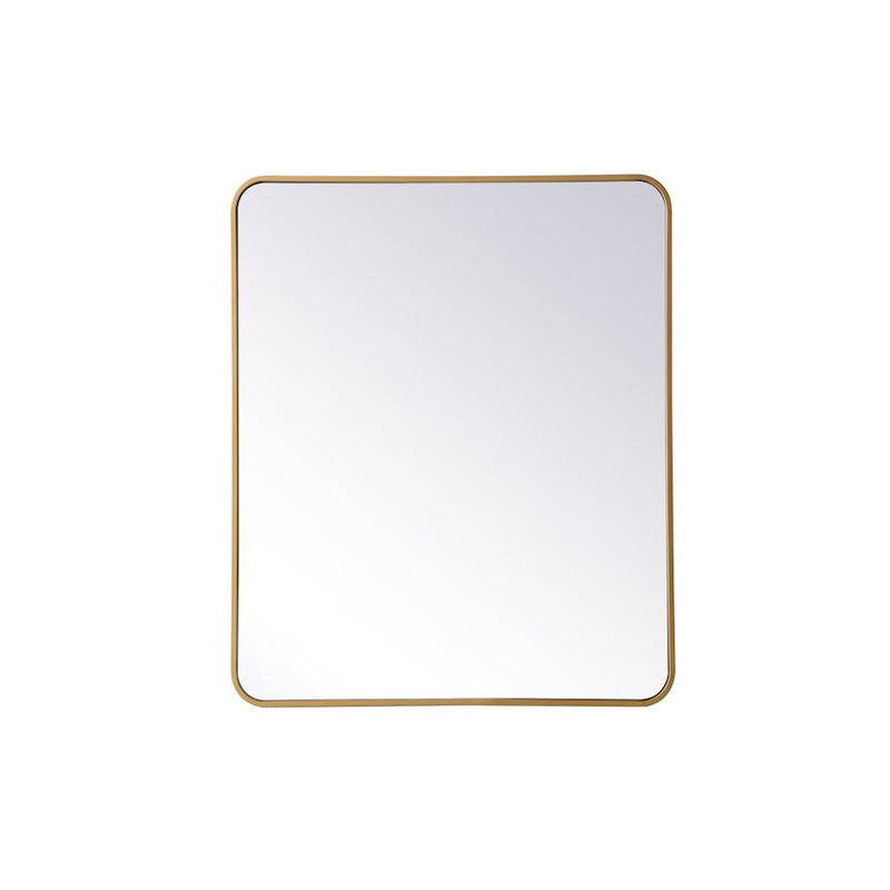 Elegant Decor Evermore Soft Corner Rectangular Mirror 30X36", Brass