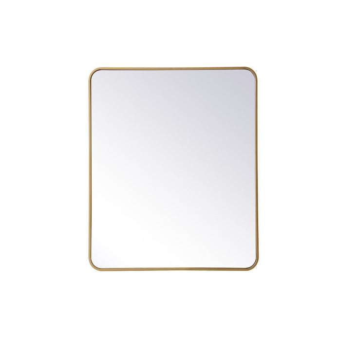Elegant Decor Evermore Soft Corner Rectangular Mirror 30X36", Brass