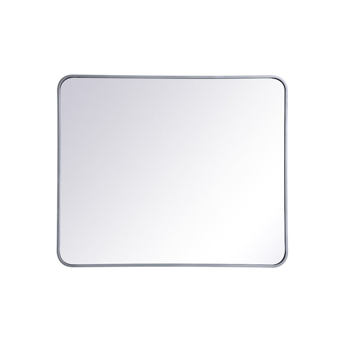 Elegant Decor Evermore Soft Corner Rectangular Mirror 30X36", Silver