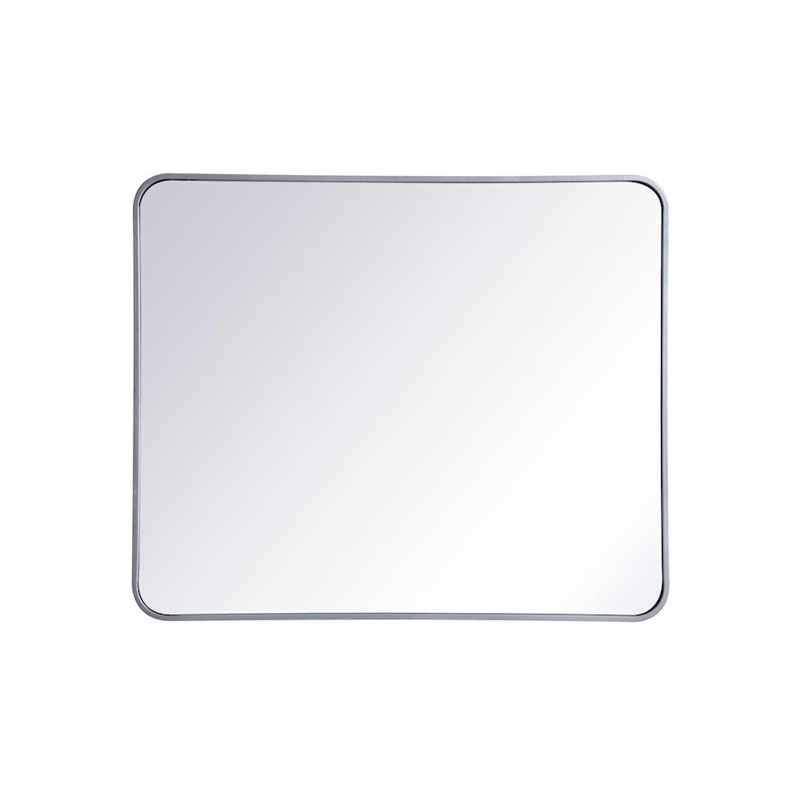 Elegant Decor Evermore Soft Corner Rectangular Mirror 30X36", Silver