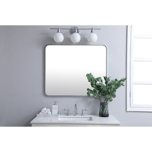 Elegant Decor Evermore Soft Corner Rectangular Mirror 30X36", Silver