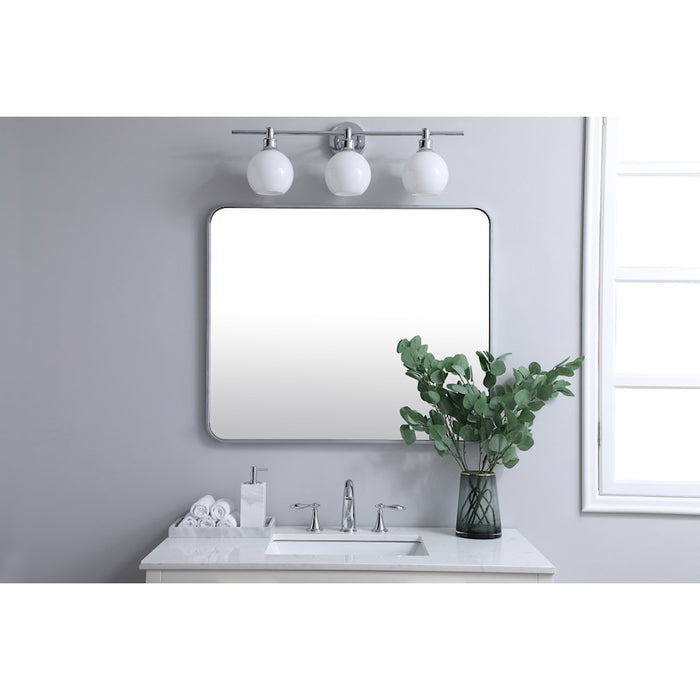 Elegant Decor Evermore Soft Corner Rectangular Mirror 30X36", Silver