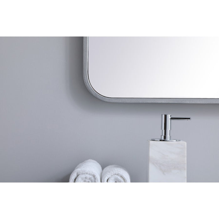 Elegant Decor Evermore Soft Corner Rectangular Mirror 30X36", Silver