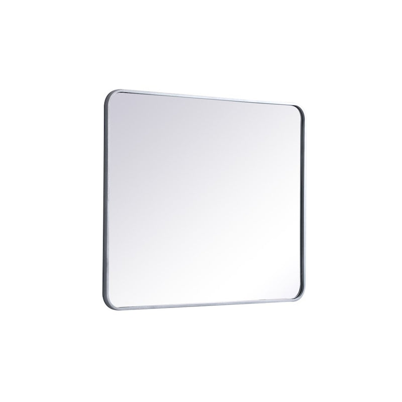 Elegant Decor Evermore Soft Corner Rectangular Mirror 30X36", Silver