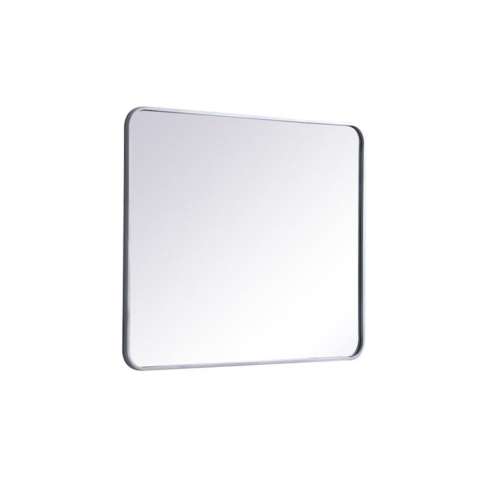 Elegant Decor Evermore Soft Corner Rectangular Mirror 30X36", Silver