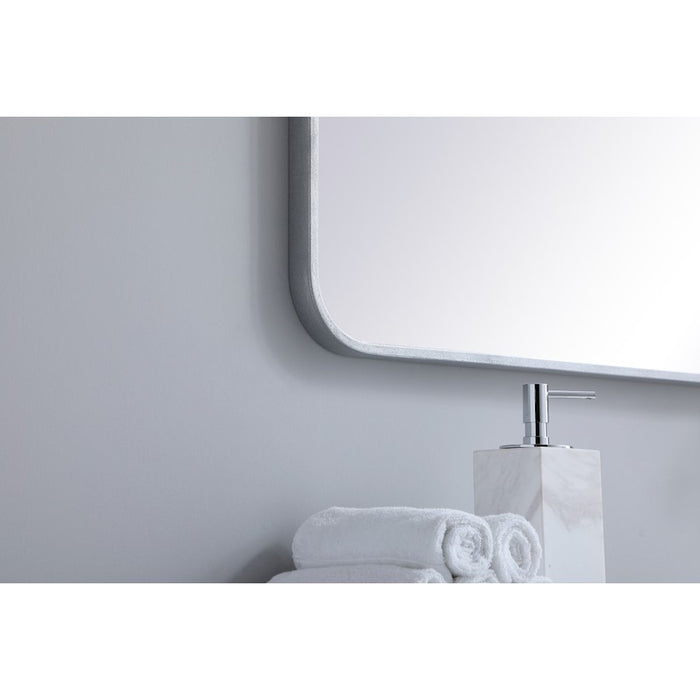 Elegant Decor Evermore Soft Corner Rectangular Mirror 30X36", Silver