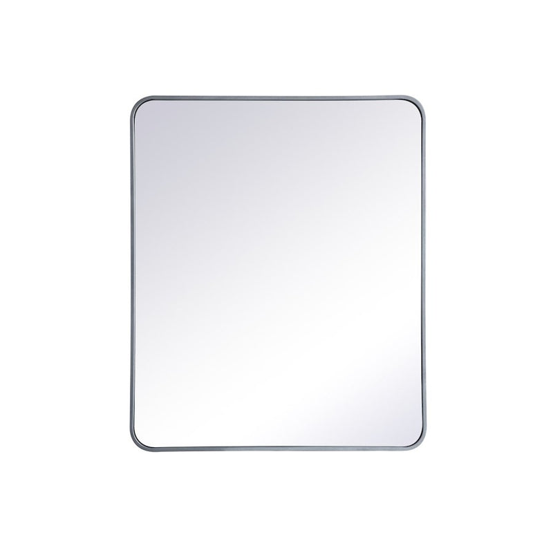 Elegant Decor Evermore Soft Corner Rectangular Mirror 30X36", Silver