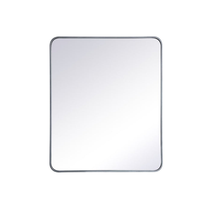 Elegant Decor Evermore Soft Corner Rectangular Mirror 30X36", Silver