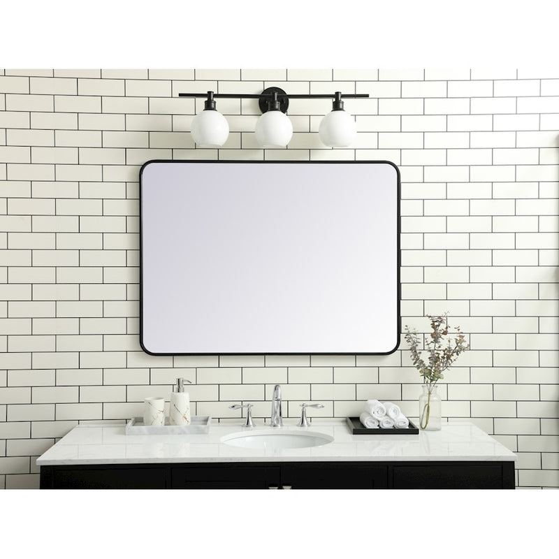 Elegant Decor Evermore Soft Corner Rectangular Mirror 30X40", Black