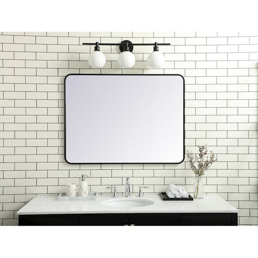 Elegant Decor Evermore Soft Corner Rectangular Mirror 30X40", Black