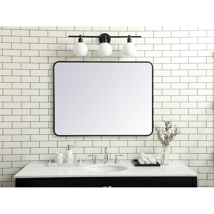Elegant Decor Evermore Soft Corner Rectangular Mirror 30X40", Black