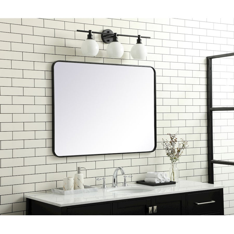Elegant Decor Evermore Soft Corner Rectangular Mirror 30X40", Black