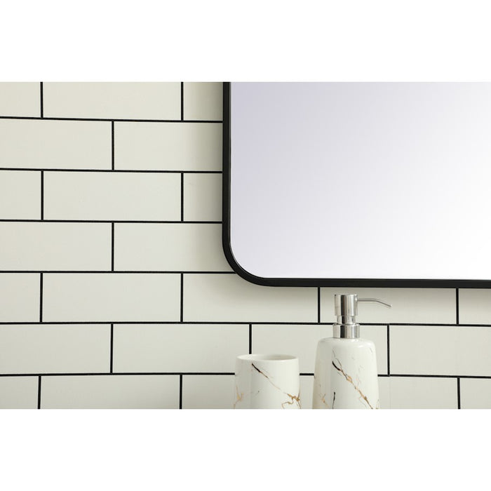 Elegant Decor Evermore Soft Corner Rectangular Mirror 30X40", Black