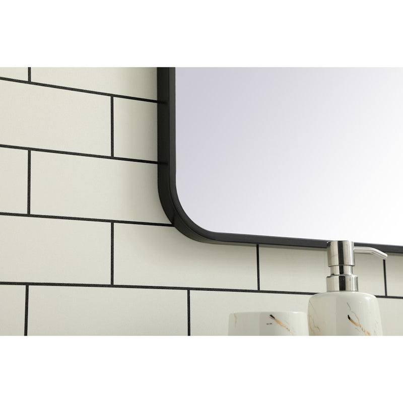 Elegant Decor Evermore Soft Corner Rectangular Mirror 30X40", Black