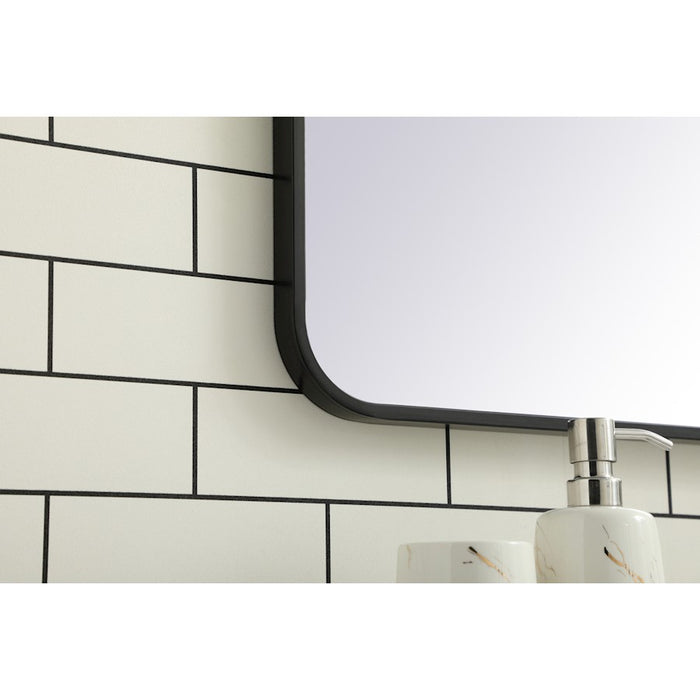 Elegant Decor Evermore Soft Corner Rectangular Mirror 30X40", Black